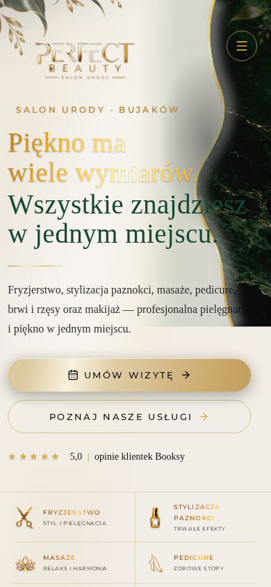 Strona Perfect Beauty — widok mobilny