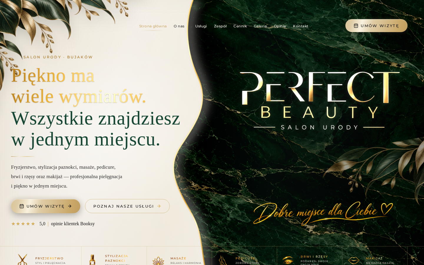 Realizacja Perfect Beauty — strona główna salonu urody na komputerze